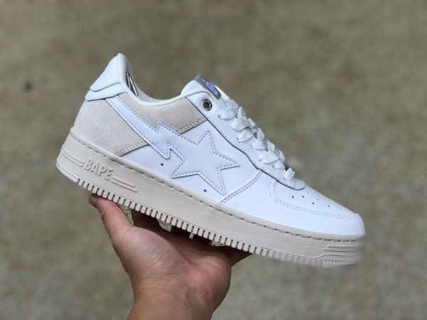A Bathing Ape Bape Sta Low Suede Heel White