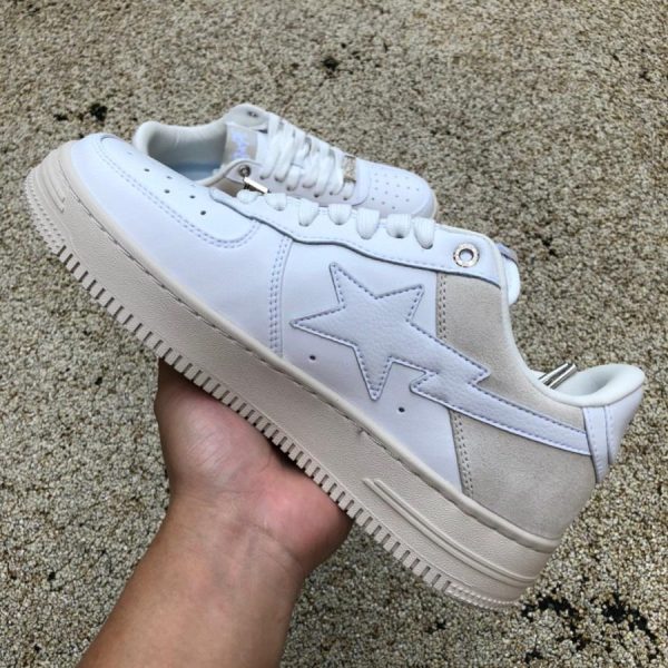 A Bathing Ape Bape Sta Low Suede Heel White