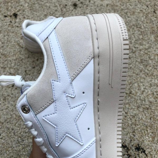 A Bathing Ape Bape Sta Low Suede Heel White