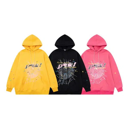 Sp5der Pure Cotton Terry Hooded Sweatshirt for Men and Women
